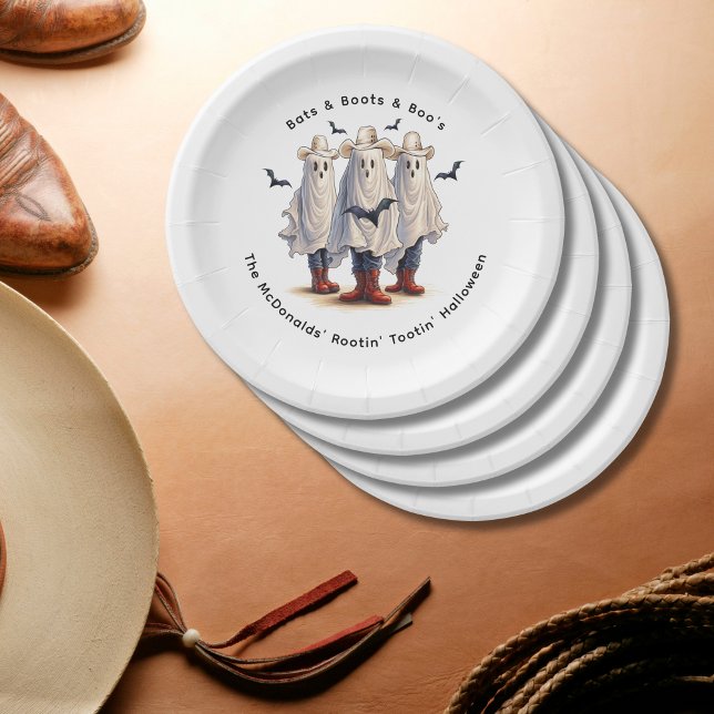 Assiettes En Carton Halloween occidentale Éffrayant Cowboy Ghosts Cust (Customize with your text as required.  Matching items available in collection)