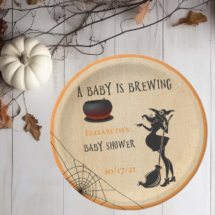 Assiettes En Carton Halloween Octobre sorcière bébé brasse douche