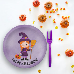 Assiettes En Carton Halloween Party for Kids Witch Plaque en papier