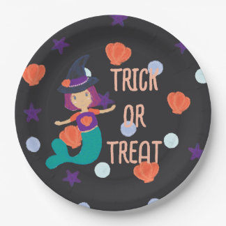 Assiettes En Carton Halloween Pastel Mermaid sorcière ou traitement