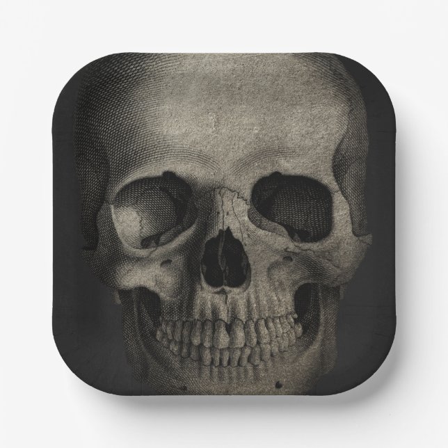 Assiettes En Carton Halloween pour adultes Skulkl (Recto)