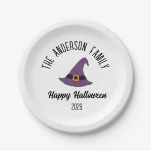 Assiettes En Carton Halloween Purple Witple Casquette Nom personnalisé