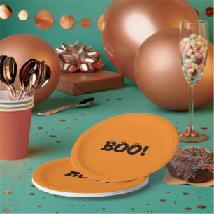 Assiettes En Carton Halloween Scary Boo ! globes oculaires noir orange