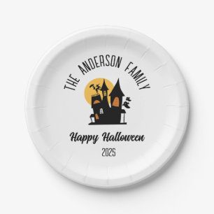 Assiettes En Carton Halloween Scary Haunted House Nom personnalisé