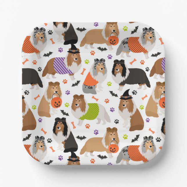 Assiettes En Carton Halloween Shetland Sheepdog Shelty (Recto)