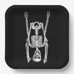 Assiettes En Carton Halloween Skeleton Headstand