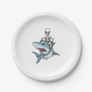 Assiettes En Carton Halloween Skeleton Shark Funny Halloween Cadeau