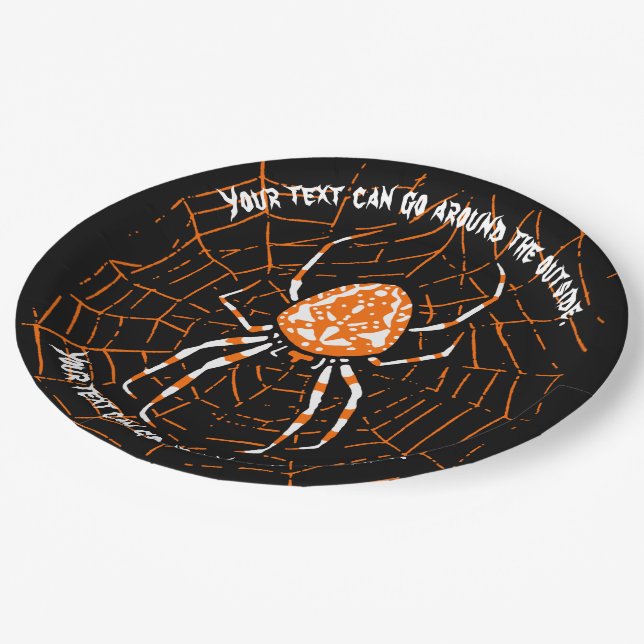 ASSIETTES EN CARTON HALLOWEEN SPIDER PERSONNALISABLE (Angle)