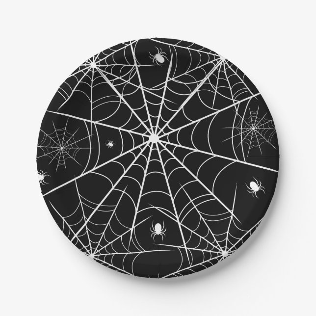 Assiettes En Carton Halloween Spider Web (Devant)