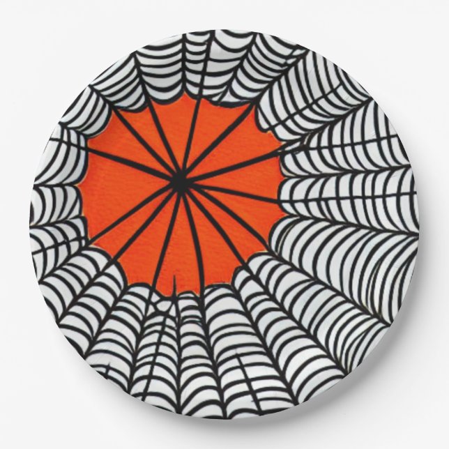 Assiettes En Carton Halloween Spider Web (Devant)
