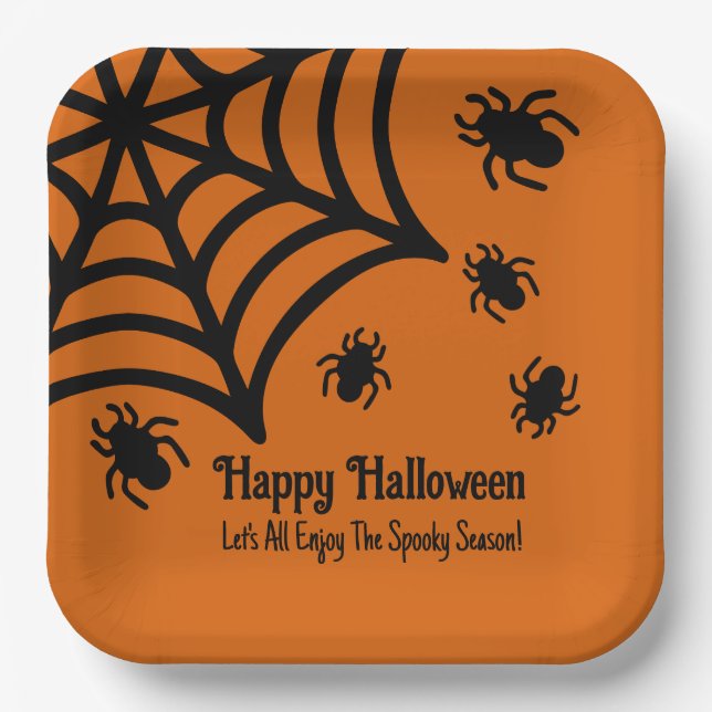 Assiettes En Carton Halloween Spiderweb personnalisé (Recto)