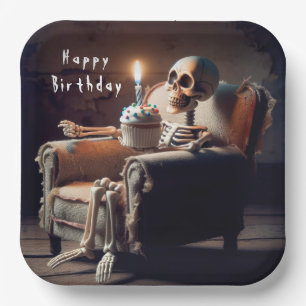Assiettes En Carton Halloween Squelette d'anniversaire