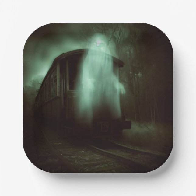 Assiettes En Carton Halloween - Train Fantôme 2 (Recto)