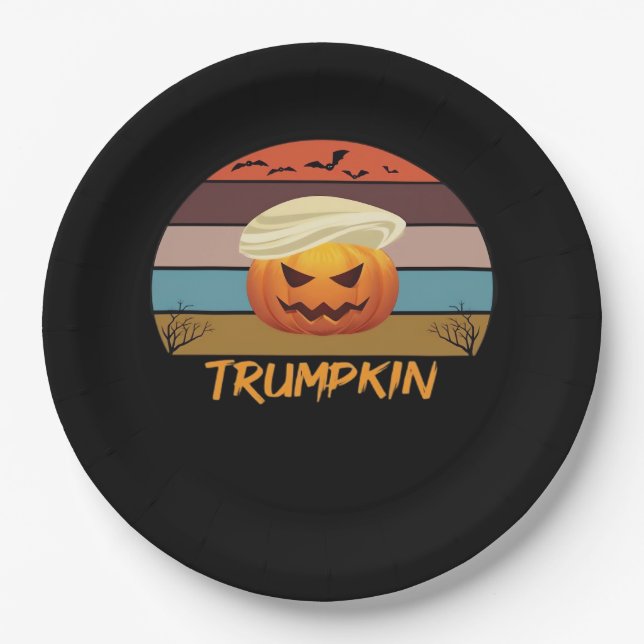 Assiettes En Carton Halloween Trumpkin nous Vintage (Devant)