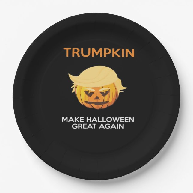 Assiettes En Carton Halloween Trumpkin V4 (Devant)
