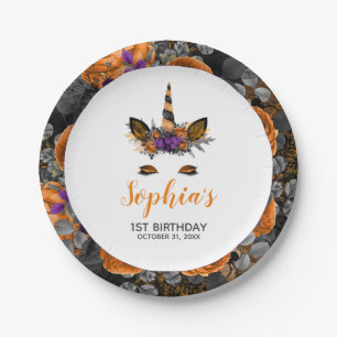 Assiettes En Carton Halloween Unicorne Orange Black fête d'anniversair