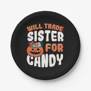 Assiettes En Carton Halloween Va Échanger Soeur Pour Bonbons