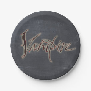 Assiettes En Carton Halloween Vampire Black Grey Blood Red Glow Adult
