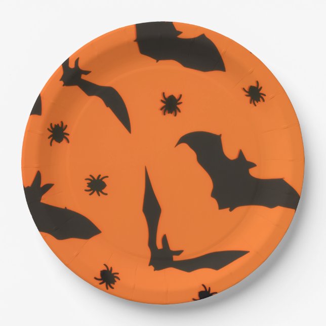 Assiettes En Carton Halloween volante de chauve-souris (Devant)