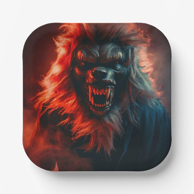 Assiettes En Carton Halloween - Werewolf 4 (Recto)