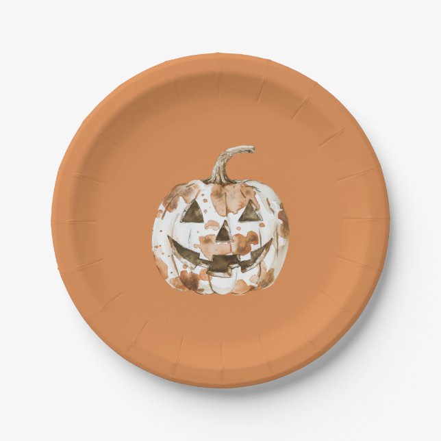 Assiettes En Carton Halloween Western Cowgirl Cowboy Orange Pumpkin (Devant)