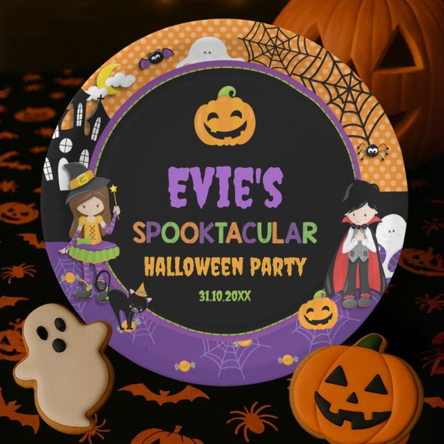 Assiettes En Carton Halloween Witch Dracula Jack-o'-lantern Citrouille (Créateur téléchargé)