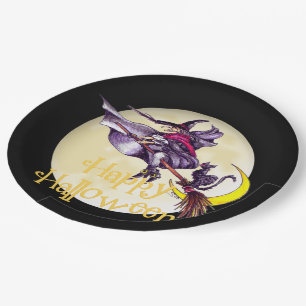 Assiettes En Carton Halloween Witch Plaques de papier de vacances
