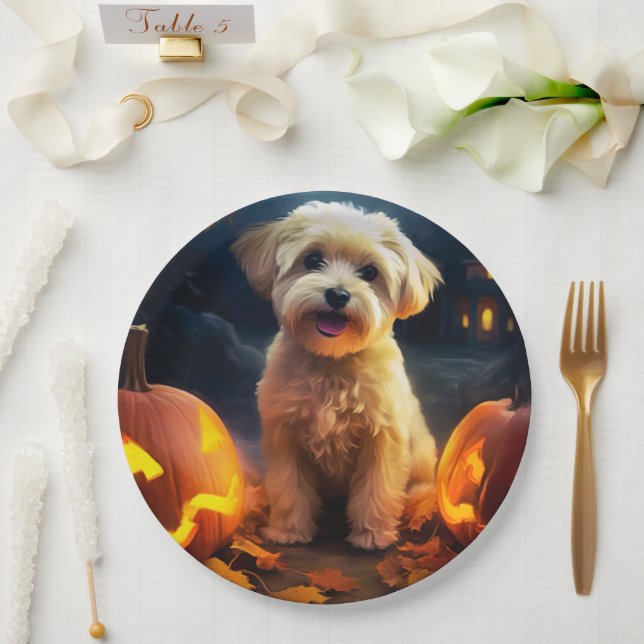 Assiettes En Carton Halloween Yorkipoo Avec La Peur Citrouille (Mariage)