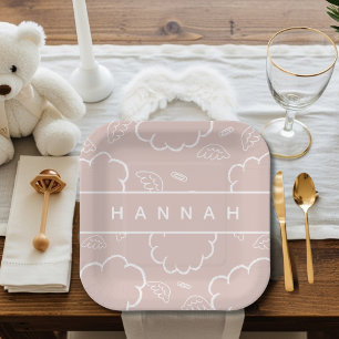 Assiettes En Carton Halo de nuage d'ange céleste personnalisé Rose  