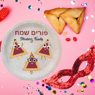 Assiettes En Carton Hamantaschen Hamentash Hébreu Happy Purim