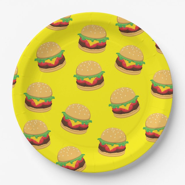 Assiettes En Carton Hamburger Anniversaire Burger Plaques papier (Devant)