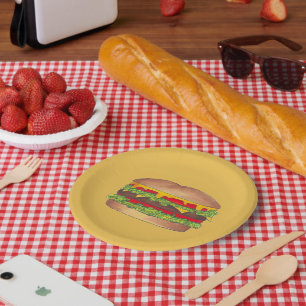 Assiettes En Carton Hamburger Cheeseburger Fast Food Cheese Burger