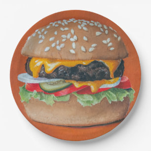 Assiettes En Carton Hamburger Plaques papier illustrées
