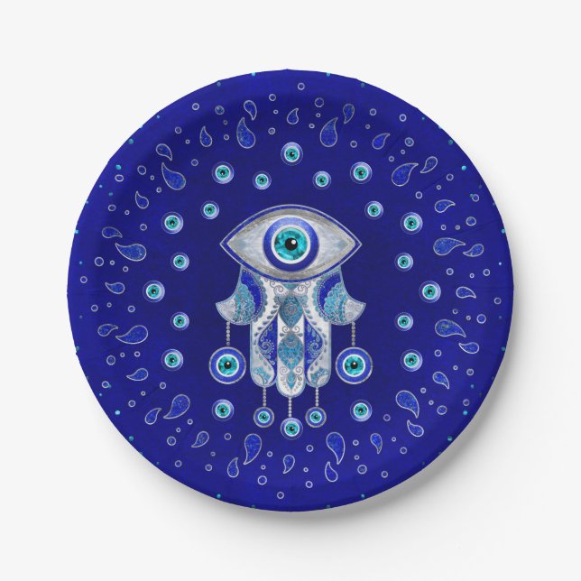 Assiettes En Carton Hamsa Hand-Evil Eye Amulet (Devant)