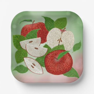 Assiettes En Carton Hand-Drawn Apple Plates – Rustic Modern
