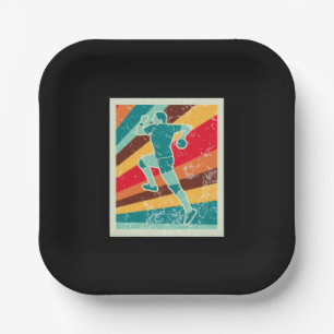 Assiettes En Carton Handball Player Retro
