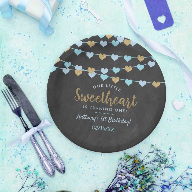 Assiettes En Carton Hanging Love Hearts Petit Amoureux Anniversaire (Créateur téléchargé)