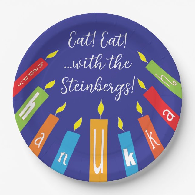 Assiettes En Carton Hanoukka Happy Candles (Devant)