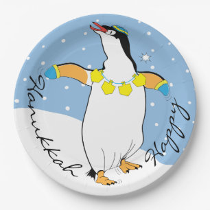 Assiettes En Carton Hanoukka Happy Penguin