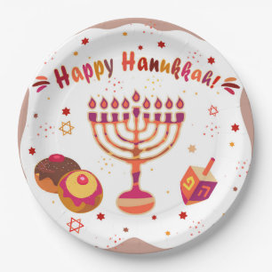 Assiettes En Carton Hanukkiah Hanukkah joyeux Ménorah juive vintage