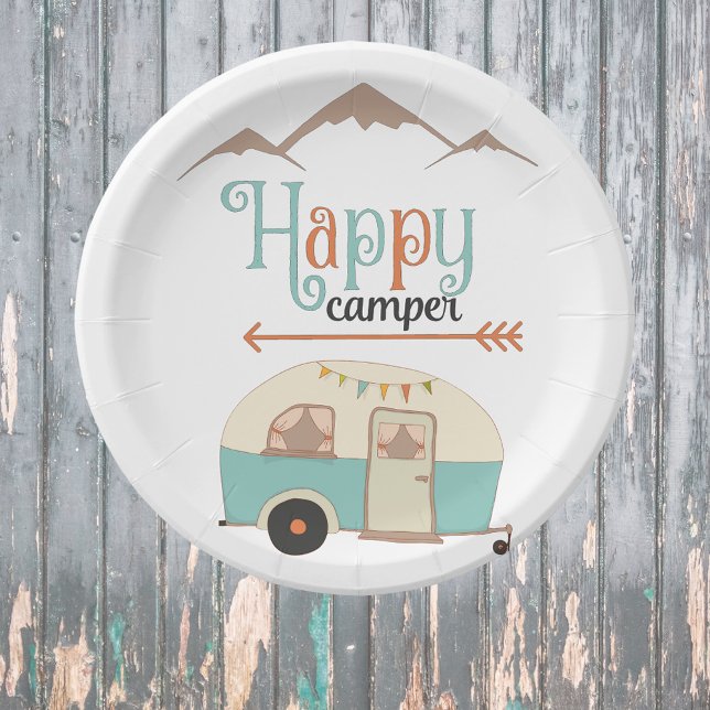 Assiettes En Carton HAPPER CAMPER mignon Retro RV (Créateur téléchargé)