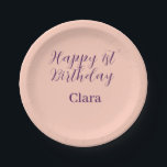 Assiettes En Carton Happy 1st birthday orange purple boho retro name<br><div class="desc">Design</div>