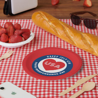 Assiettes En Carton Happy 250th Independence Day July 4th Love USA