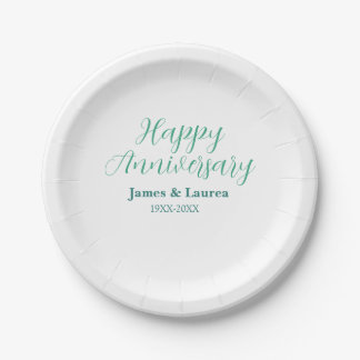 Assiettes En Carton Happy anniversary wedding name date year simple mi