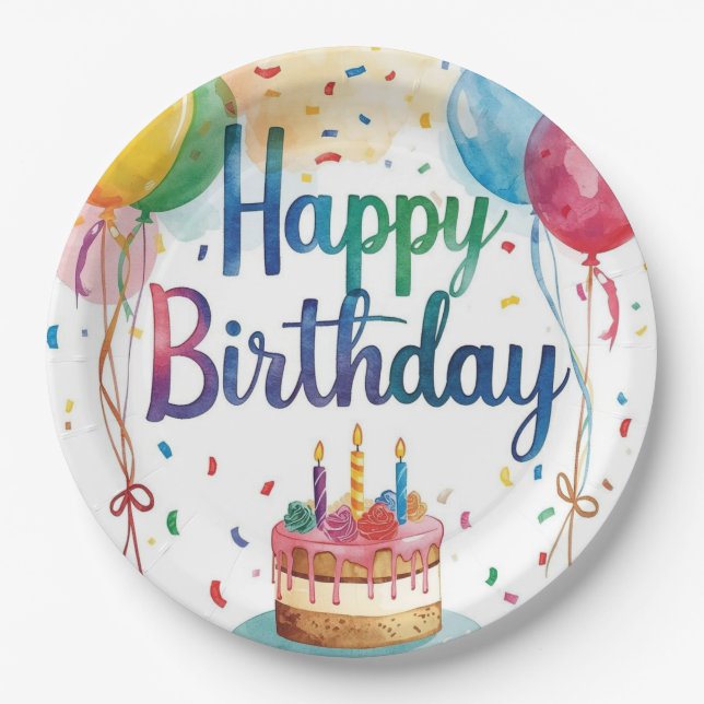 Assiettes En Carton Happy Birthday (Devant)