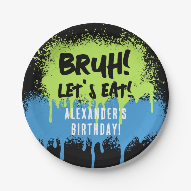 Assiettes En Carton Happy Birthday Bruh Boy's Teenager Teen Boy (Devant)