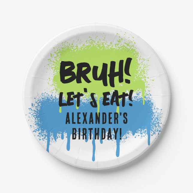 Assiettes En Carton Happy Birthday Bruh Boy's Teenager Teen Boy (Devant)