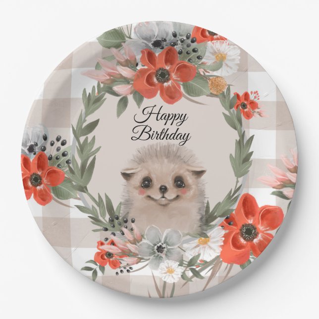 Assiettes En Carton Happy Birthday Hedgehog (Devant)