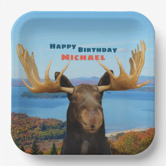 Assiettes En Carton Happy Birthday Moose Wildlife