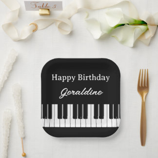 Assiettes En Carton Happy Birthday Piano Player Personalised